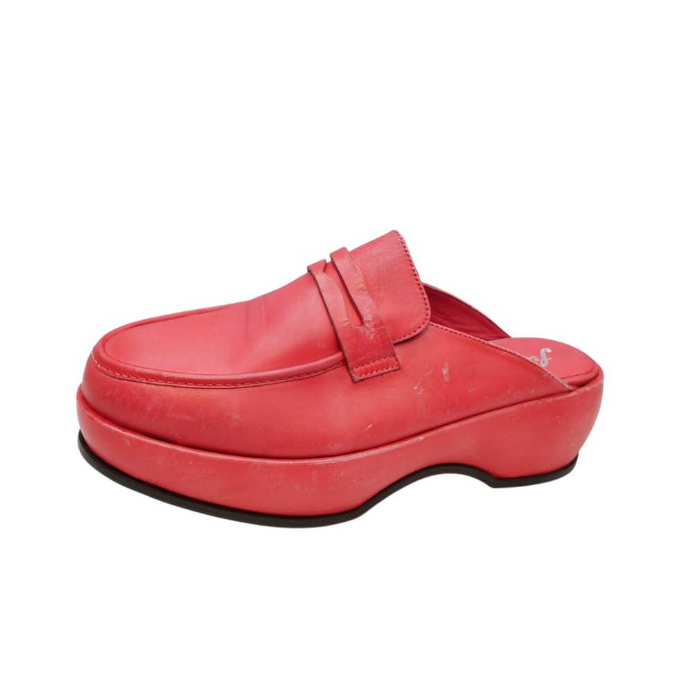 Free People Winston Platform Loafer Mule Cloafer Red Leather Size 40 New/ Scuffs